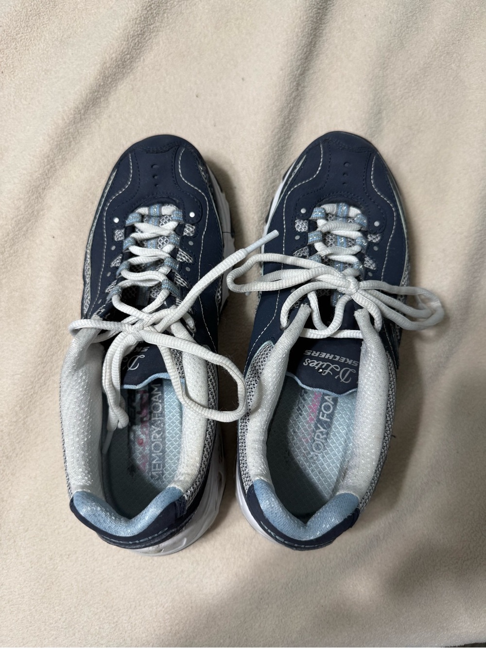 Skechers Navy and White womens Lace-Up Sneakers